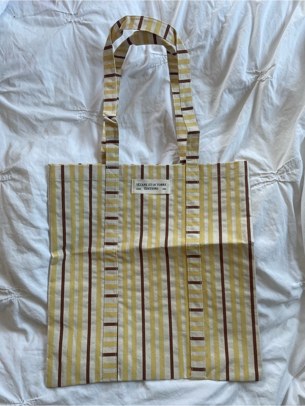 NWOT Sézane Yellow Stripe Tote Bag